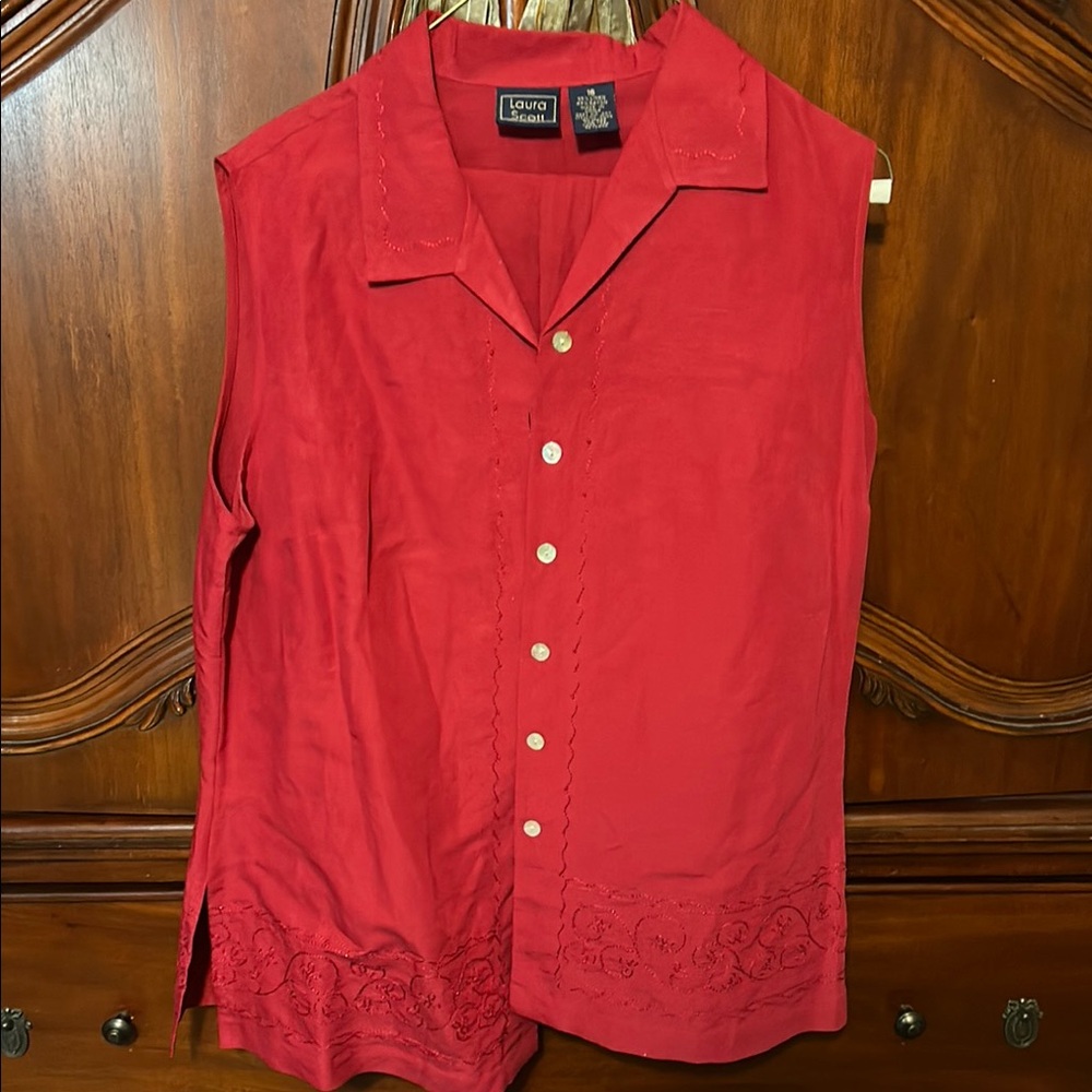 Laura Scott Women's Red Sleeveless Top and Pants set